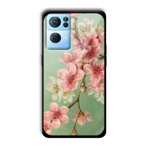 Pink Flowers Customized Printed Glass Back Cover for Oppo Reno 7 Pro