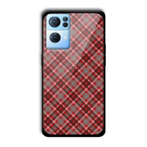 Red Checks Customized Printed Glass Back Cover for Oppo Reno 7 Pro