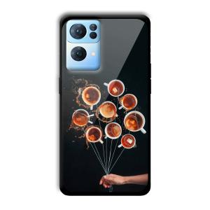 Coffee Cups Customized Printed Glass Back Cover for Oppo Reno 7 Pro