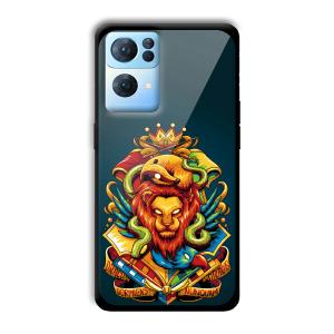 Fiery Lion Customized Printed Glass Back Cover for Oppo Reno 7 Pro
