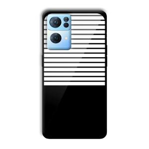 White and Black Stripes Customized Printed Glass Back Cover for Oppo Reno 7 Pro