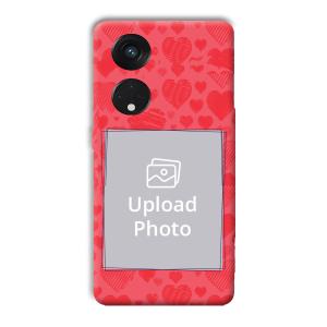 Red Hearts Customized Printed Back Cover for Oppo Reno8 T 5G