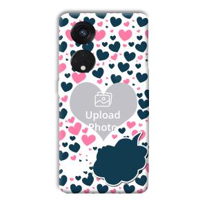 Blue & Pink Hearts Customized Printed Back Cover for Oppo Reno8 T 5G