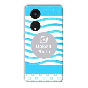Blue Wavy Design Customized Printed Back Cover for Oppo Reno8 T 5G