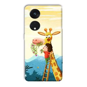Giraffe & The Boy Phone Customized Printed Back Cover for Oppo Reno8 T 5G