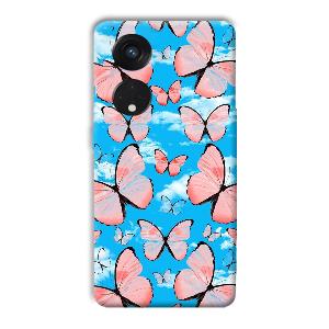 Pink Butterflies Phone Customized Printed Back Cover for Oppo Reno8 T 5G