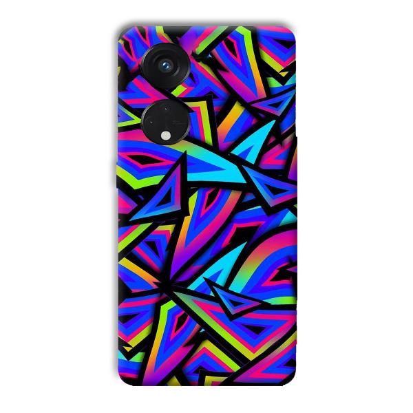 Blue Triangles Phone Customized Printed Back Cover for Oppo Reno8 T 5G