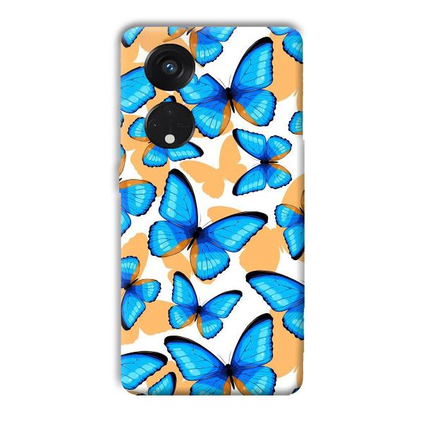 Blue Butterflies Phone Customized Printed Back Cover for Oppo Reno8 T 5G
