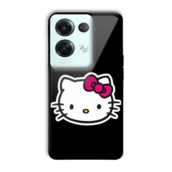 Cute Kitty Customized Printed Glass Back Cover for Oppo