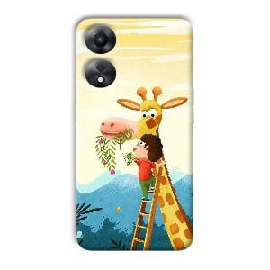 Giraffe & The Boy Phone Customized Printed Back Cover for Oppo A78 5G