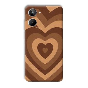 Brown Hearts Phone Customized Printed Back Cover for Realme 10