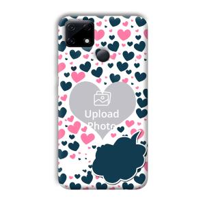 Blue & Pink Hearts Customized Printed Back Cover for Realme Narzo 30A