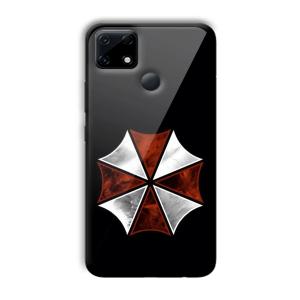 Red and Silver Customized Printed Glass Back Cover for Realme Narzo 30A