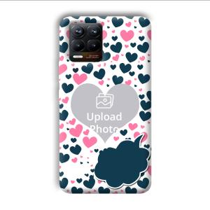 Blue & Pink Hearts Customized Printed Back Cover for Realme 8
