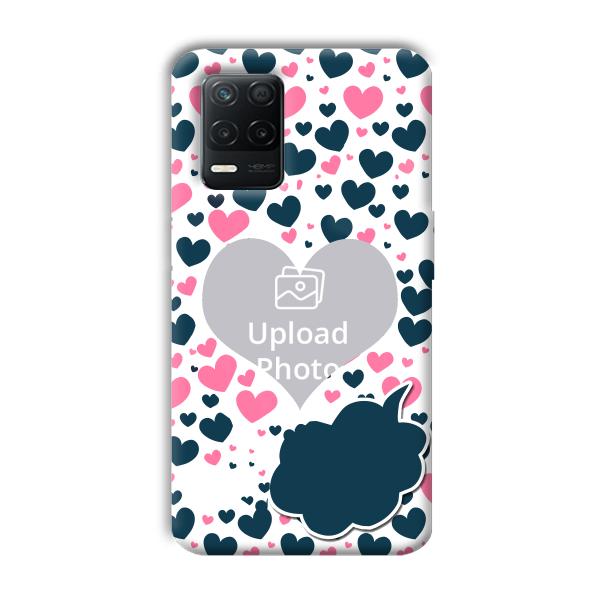 Blue & Pink Hearts Customized Printed Back Cover for Realme 8 5G