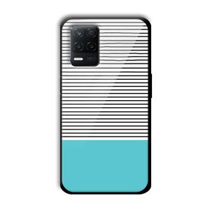 Cyan Stripes Customized Printed Glass Back Cover for Realme 8 5G
