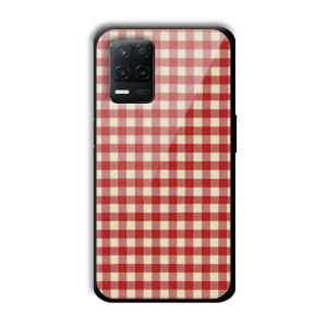 Red Checks Customized Printed Glass Back Cover for Realme 8 5G