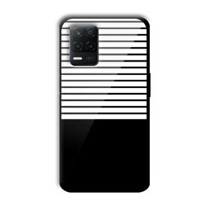 White and Black Stripes Customized Printed Glass Back Cover for Realme 8 5G