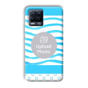 Blue Wavy Design Customized Printed Back Cover for Realme 8 Pro