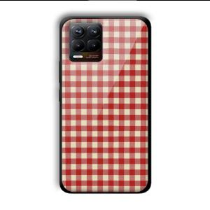 Red Checks Customized Printed Glass Back Cover for Realme 8