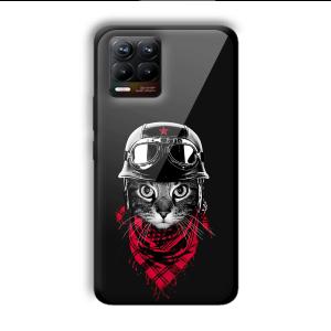 Rider Cat Customized Printed Glass Back Cover for Realme 8