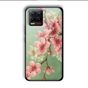 Pink Flowers Customized Printed Glass Back Cover for Realme 8