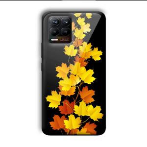 Golden Leaves Customized Printed Glass Back Cover for Realme 8