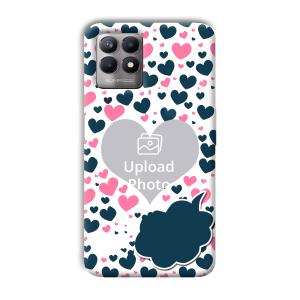 Blue & Pink Hearts Customized Printed Back Cover for Realme 8i