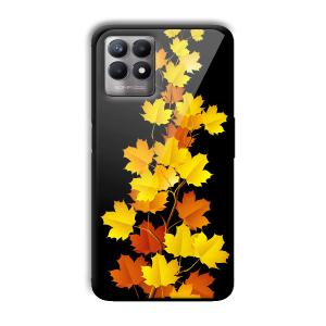 Golden Leaves Customized Printed Glass Back Cover for Realme 8i