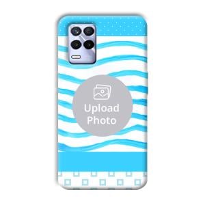 Blue Wavy Design Customized Printed Back Cover for Realme 8s
