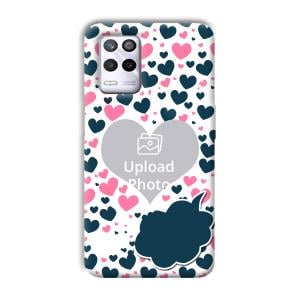 Blue & Pink Hearts Customized Printed Back Cover for Realme 9 5G