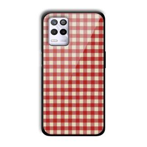 Red Checks Customized Printed Glass Back Cover for Realme 9 5G