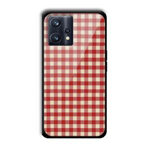 Red Checks Customized Printed Glass Back Cover for Realme 9 Pro