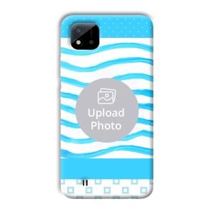 Blue Wavy Design Customized Printed Back Cover for Realme C11 2021