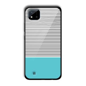 Cyan Stripes Customized Printed Glass Back Cover for Realme C11 2021