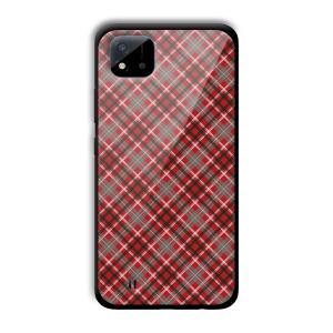 Red Checks Customized Printed Glass Back Cover for Realme C11 2021