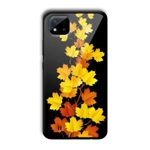 Golden Leaves Customized Printed Glass Back Cover for Realme C11 2021