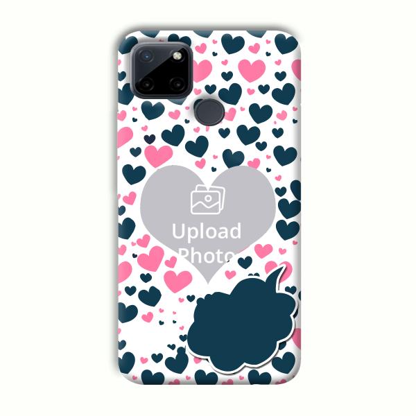 Blue & Pink Hearts Customized Printed Back Cover for Realme C21Y