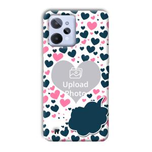 Blue & Pink Hearts Customized Printed Back Cover for Realme C31