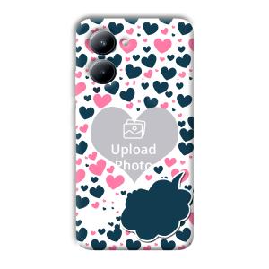 Blue & Pink Hearts Customized Printed Back Cover for Realme C33