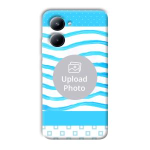 Blue Wavy Design Customized Printed Back Cover for Realme C33