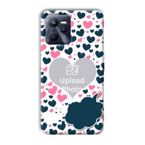 Blue & Pink Hearts Customized Printed Back Cover for Realme C35