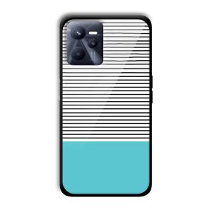 Cyan Stripes Customized Printed Glass Back Cover for Realme C35