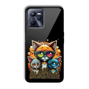 Cats Customized Printed Glass Back Cover for Realme C35