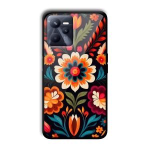 Flowers Customized Printed Glass Back Cover for Realme C35