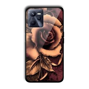 Brown Rose Customized Printed Glass Back Cover for Realme C35