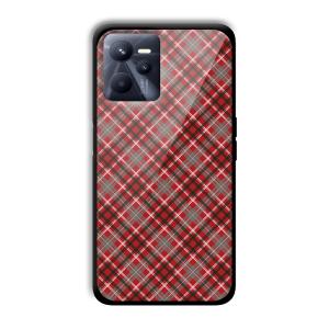 Red Checks Customized Printed Glass Back Cover for Realme C35