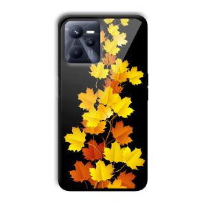 Golden Leaves Customized Printed Glass Back Cover for Realme C35