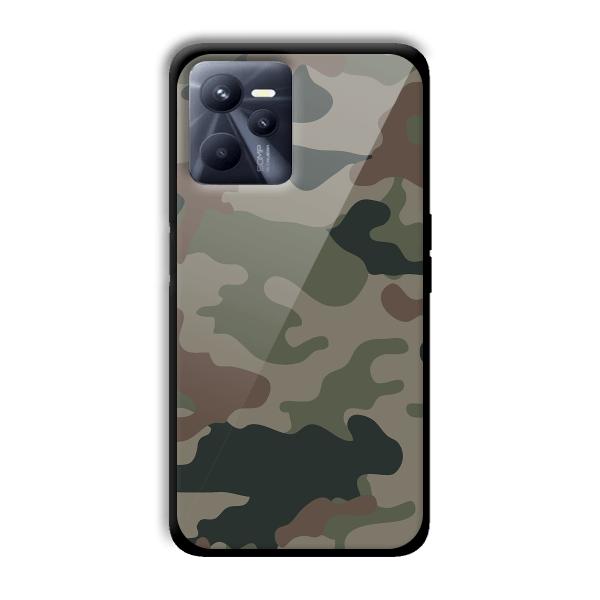 Green Camo Customized Printed Glass Back Cover for Realme C35