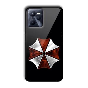 Red and Silver Customized Printed Glass Back Cover for Realme C35